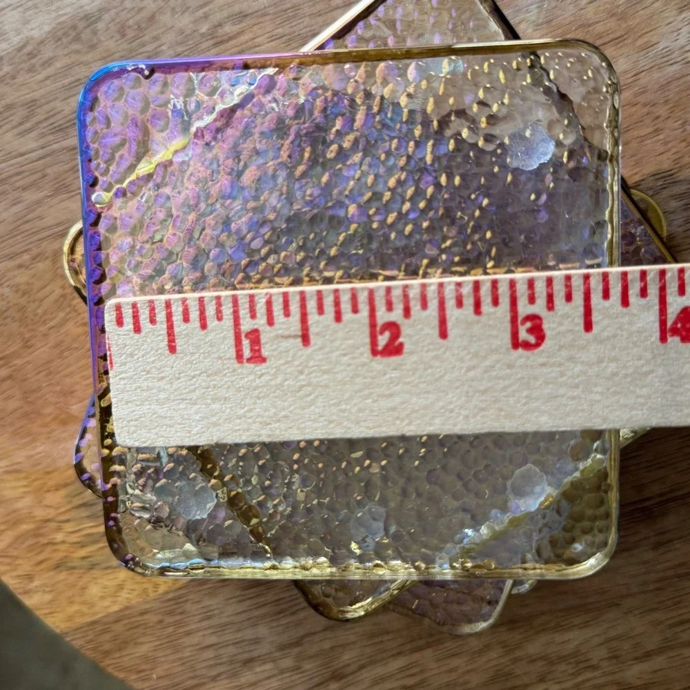Anthropologie Zaza Coasters Set of 5 Gold Lustered Hammered Bubble Glass Barware